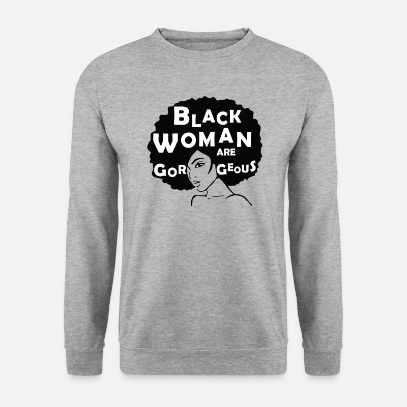 Black Woman are gorgeous - Unisex Pullover - Weißgrau meliert