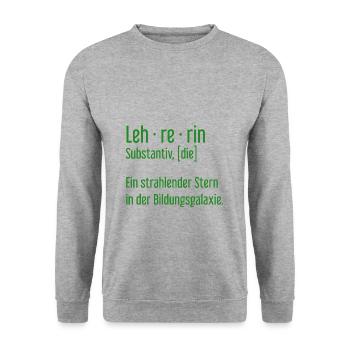 Lehrerin Lehrerinnen Schule Pädagogin Unterricht - Unisex Pullover - Weißgrau meliert - Vorne - Alina (178cm) & Michal (187cm)