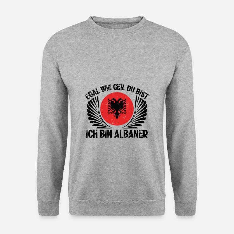 Ich Bin Albaner | Albanien Albanisch Geschenkideen - Unisex Pullover - Weißgrau meliert