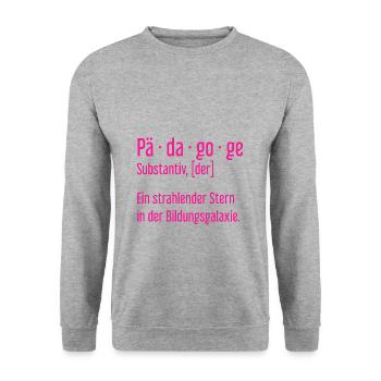 Pädagoge Pädagogen Schule Lehrer Unterricht - Unisex Pullover - Weißgrau meliert - Vorne - Alina (178cm) & Michal (187cm)