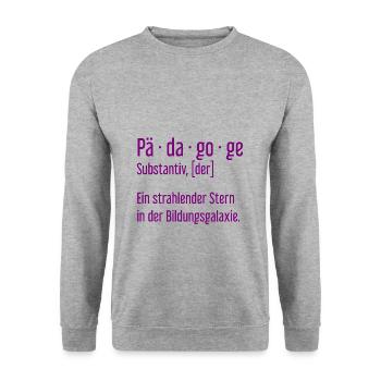 Pädagoge Pädagogen Schule Lehrer Unterricht - Unisex Pullover - Weißgrau meliert - Vorne - Alina (178cm) & Michal (187cm)
