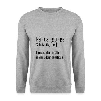 Pädagoge Pädagogen Schule Lehrer Unterricht - Unisex Pullover - Weißgrau meliert - Vorne - Alina (178cm) & Michal (187cm)
