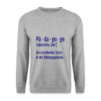 Pädagoge Pädagogen Schule Lehrer Unterricht - Unisex Pullover - Weißgrau meliert - Vorne - Alina (178cm) & Michal (187cm)