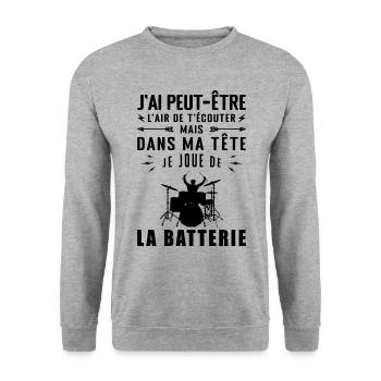 In my head I'm playing drums - Unisex Sweatshirt - salt & pepper - Front - Alina (178cm) & Michal (187cm)