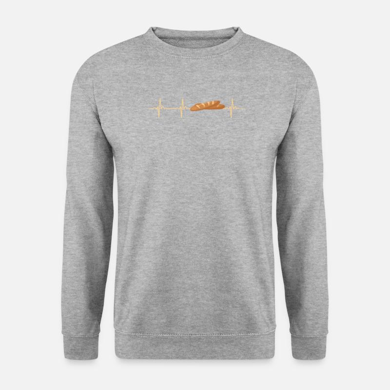 Baguette Herzschlag - Unisex Pullover - Weißgrau meliert