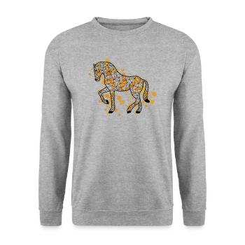 Horsee GeomeTRIX bunt - Unisex Pullover - Weißgrau meliert - Vorne - Alina (178cm) & Michal (187cm)