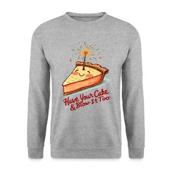 Süßer Apfelkuchen - Unisex Pullover - Weißgrau meliert - Vorne - Alina (178cm) & Michal (187cm)