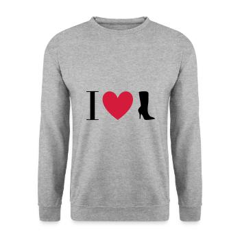 ★ design colors changeable ★ I love boots - Unisex Sweatshirt - salt & pepper - Front - Alina (178cm) & Michal (187cm)
