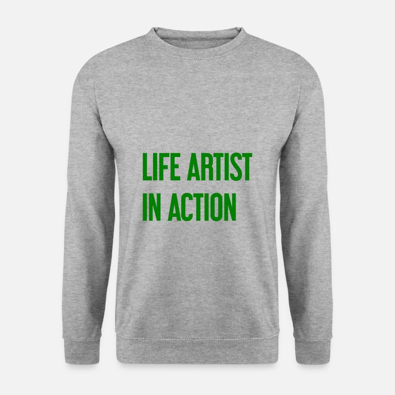 Lebenskünstler im Einsatz - Unisex Pullover - Weißgrau meliert