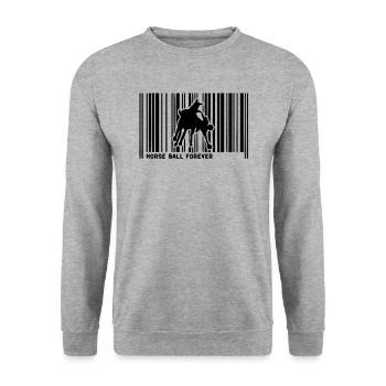 Barcode-Pferd Pferd Ball cavalier1 - Unisex Pullover - Weißgrau meliert - Vorne - Alina (178cm) & Michal (187cm)