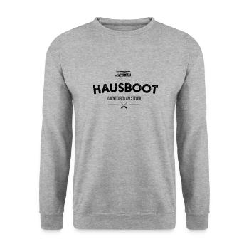 Hausboot abenteurer am steuer - Unisex Pullover - Weißgrau meliert - Vorne - Alina (178cm) & Michal (187cm)