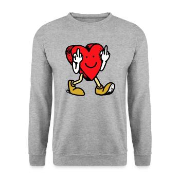 Fuck, du liebst es. - Unisex Pullover - Weißgrau meliert - Vorne - Alina (178cm) & Michal (187cm)