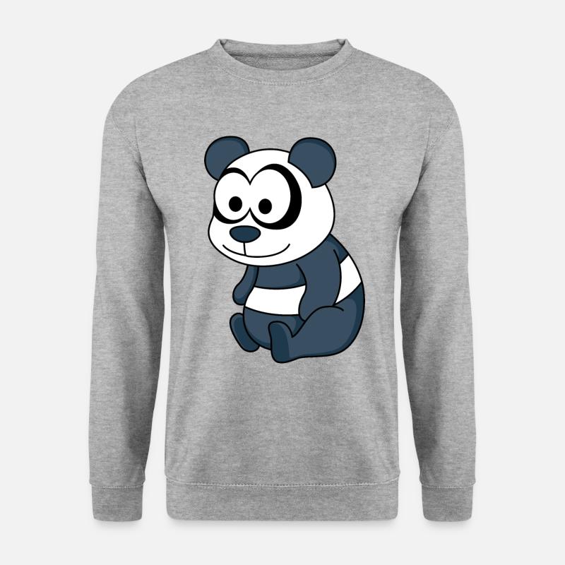Panda Comic Tier - Unisex Pullover - Weißgrau meliert