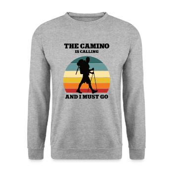 Pilgern Pilger Wandern Wanderer Camino Jakobsweg - Unisex Pullover - Weißgrau meliert - Vorne - Alina (178cm) & Michal (187cm)