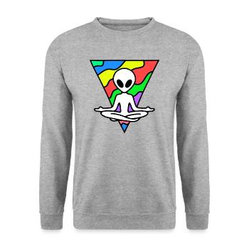 Außerirdischer - Unisex Pullover - Weißgrau meliert - Vorne - Alina (178cm) & Michal (187cm)