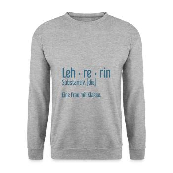 Lehrerin Lehrerinnen Schule Pädagogin Unterricht - Unisex Pullover - Weißgrau meliert - Vorne - Alina (178cm) & Michal (187cm)