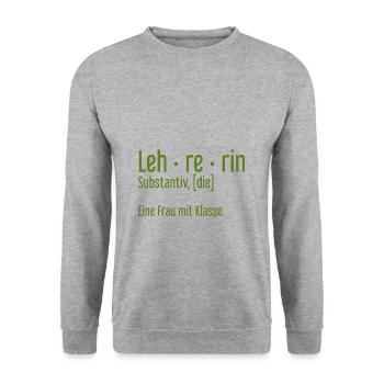 Lehrerin Lehrerinnen Schule Pädagogin Unterricht - Unisex Pullover - Weißgrau meliert - Vorne - Alina (178cm) & Michal (187cm)