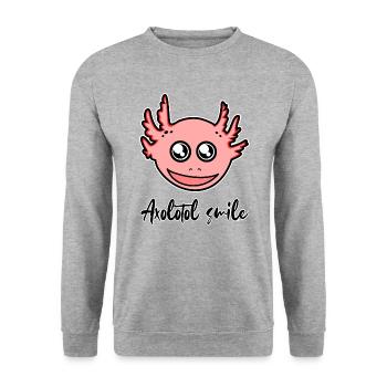 Axolotl Smile - Happy Axolotl - Unisex Sweatshirt - salt & pepper - Front - Alina (178cm) & Michal (187cm)