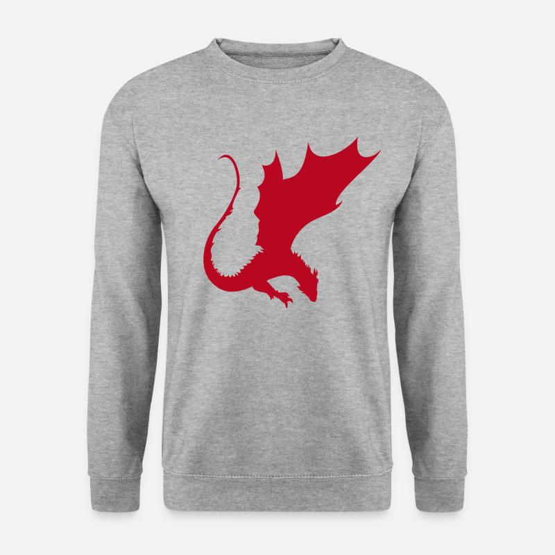 Drachen Design - Unisex Pullover - Weißgrau meliert
