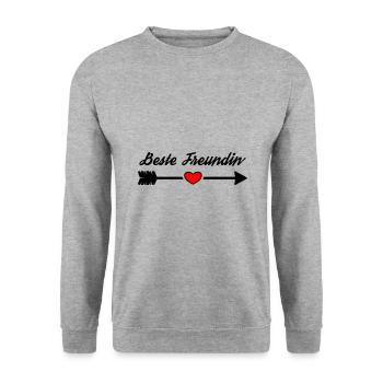 Beste Freundin Pfeil Symbol Herz - Unisex Pullover - Weißgrau meliert - Vorne - Alina (178cm) & Michal (187cm)