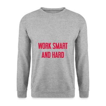 Work Smart and Hard – Success motto for doers - Unisex Sweatshirt - salt & pepper - Front - Alina (178cm) & Michal (187cm)