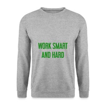 Work Smart and Hard – Success motto for doers - Unisex Sweatshirt - salt & pepper - Front - Alina (178cm) & Michal (187cm)