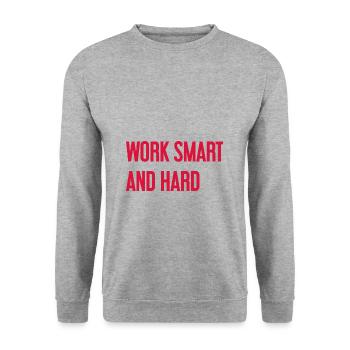 Work Smart and Hard – Success motto for doers - Unisex Sweatshirt - salt & pepper - Front - Alina (178cm) & Michal (187cm)