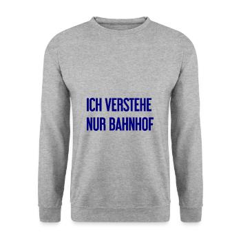 Ich verstehe nur Bahnhof - Unisex Pullover - Weißgrau meliert - Vorne - Alina (178cm) & Michal (187cm)