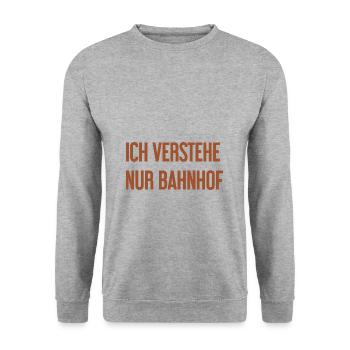 Ich verstehe nur Bahnhof - Unisex Pullover - Weißgrau meliert - Vorne - Alina (178cm) & Michal (187cm)