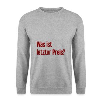 What is last price? - Unisex Sweatshirt - salt & pepper - Front - Alina (178cm) & Michal (187cm)