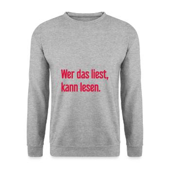 Si vous lisez ceci, vous pouvez lire. - Sweat-shirt Unisexe - gris chiné - Devant - Alina (178cm) & Michal (187cm)