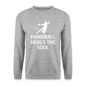 Un joueur de handball de handball dit cadeau - Sweat-shirt Unisexe - gris chiné - Devant - Alina (178cm) & Michal (187cm)