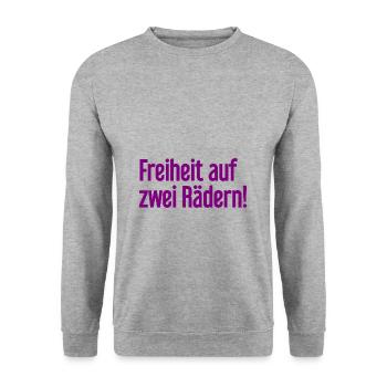 Freedom on Two Wheels - Cyclist Design - Unisex Sweatshirt - salt & pepper - Front - Alina (178cm) & Michal (187cm)