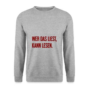 Si vous lisez ceci, vous pouvez lire. - Sweat-shirt Unisexe - gris chiné - Devant - Alina (178cm) & Michal (187cm)