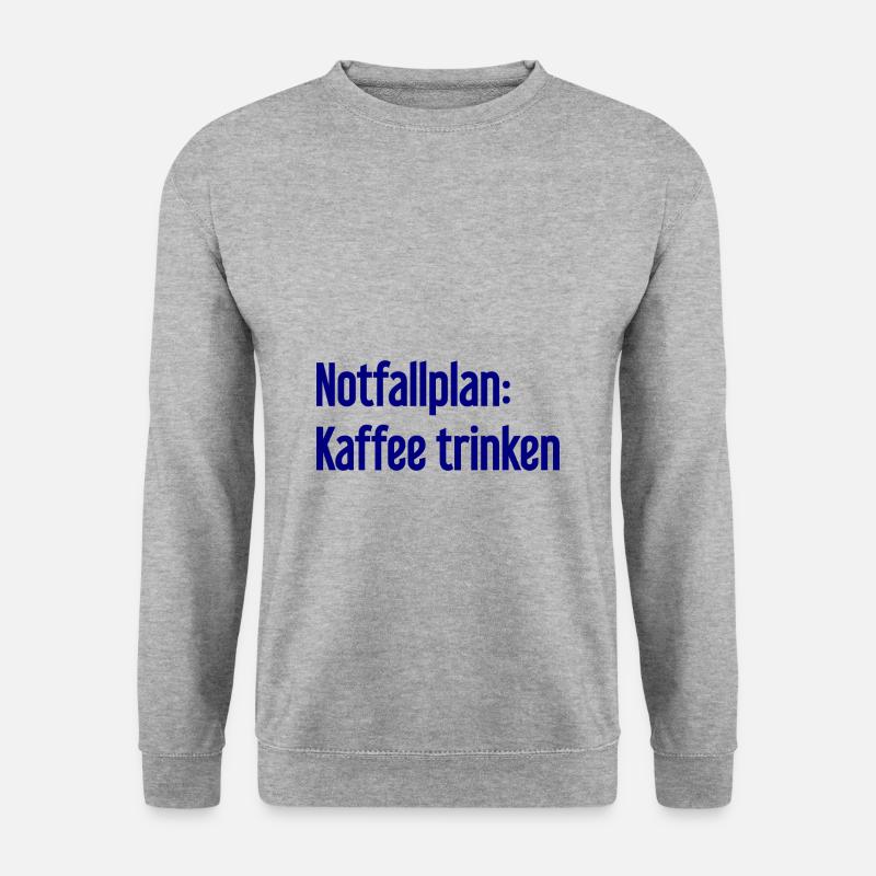 Kaffee-Notfallplan - Unisex Pullover - Weißgrau meliert