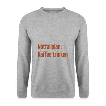 Kaffee-Notfallplan - Unisex Pullover - Weißgrau meliert - Vorne - Alina (178cm) & Michal (187cm)