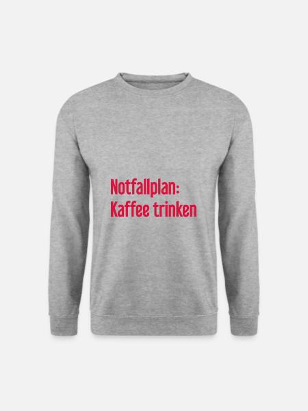 Kaffee-Notfallplan - Unisex Pullover - Weißgrau meliert