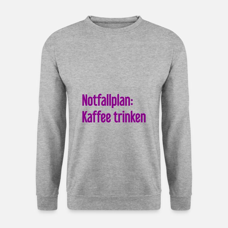 Kaffee-Notfallplan - Unisex Pullover - Weißgrau meliert