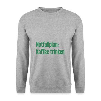 Kaffee-Notfallplan - Unisex Pullover - Weißgrau meliert - Vorne - Alina (178cm) & Michal (187cm)