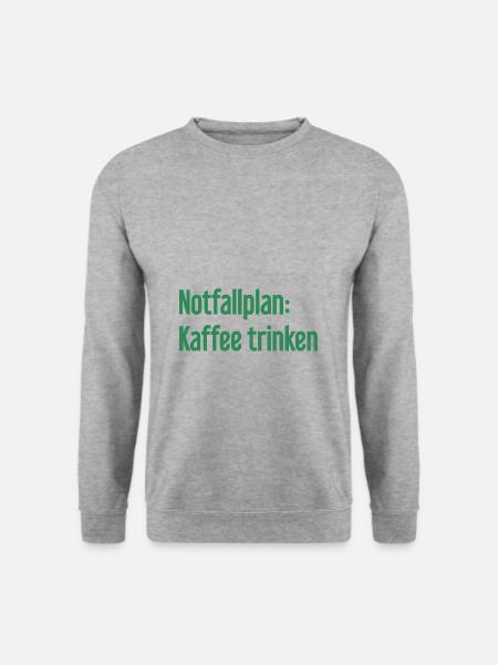 Kaffee-Notfallplan - Unisex Pullover - Weißgrau meliert