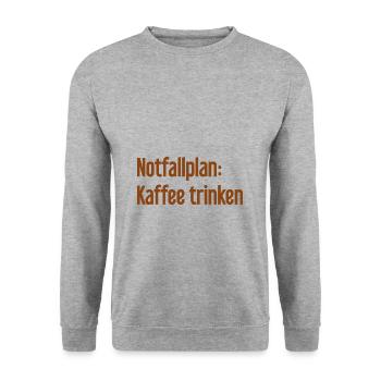 Kaffee-Notfallplan - Unisex Pullover - Weißgrau meliert - Vorne - Alina (178cm) & Michal (187cm)