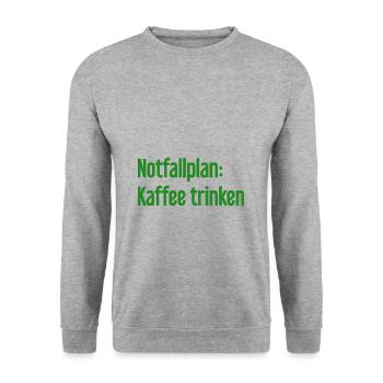 Kaffee-Notfallplan - Unisex Pullover - Weißgrau meliert - Vorne - Alina (178cm) & Michal (187cm)