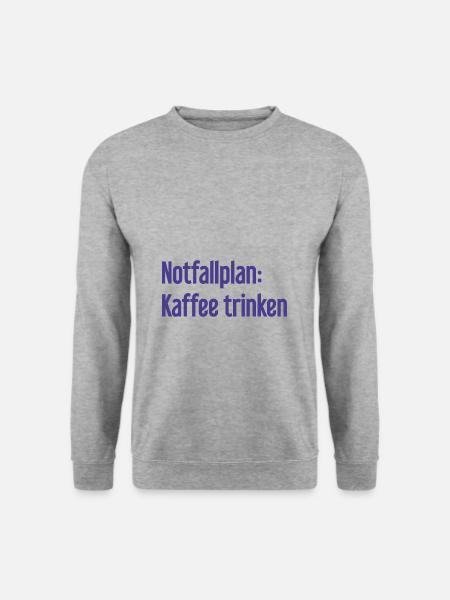 Kaffee-Notfallplan - Unisex Pullover - Weißgrau meliert