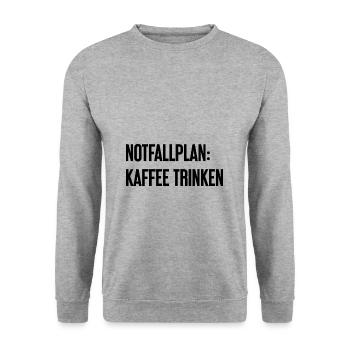 Kaffee-Notfallplan - Unisex Pullover - Weißgrau meliert - Vorne - Alina (178cm) & Michal (187cm)