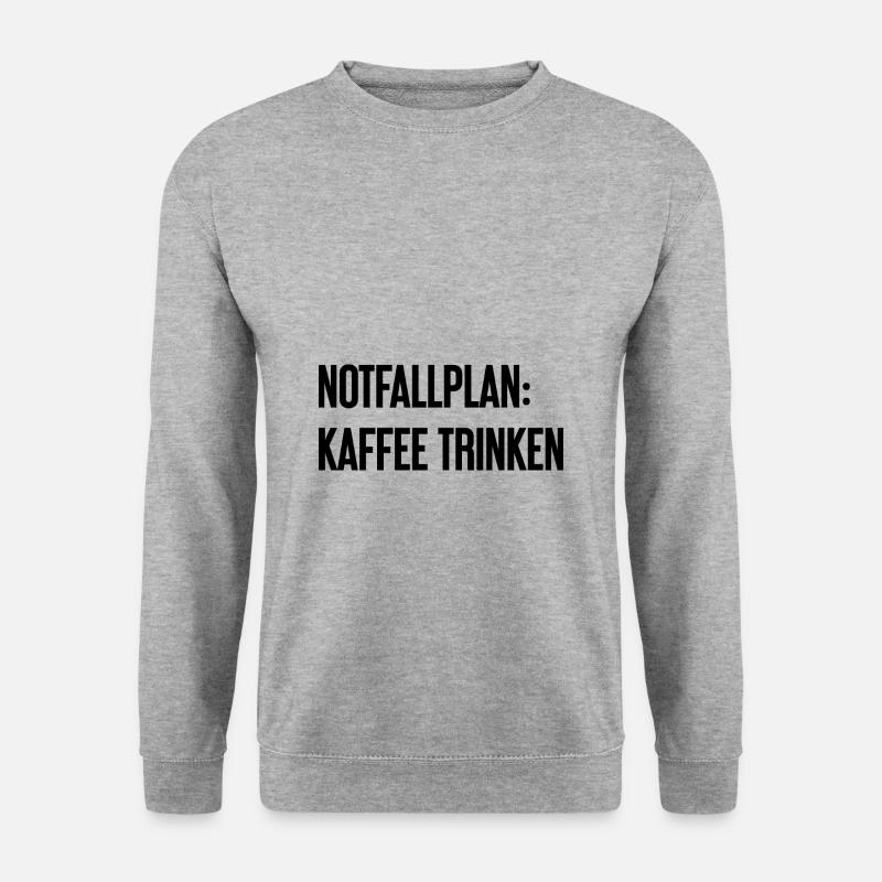 Kaffee-Notfallplan - Unisex Pullover - Weißgrau meliert