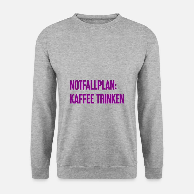 Kaffee-Notfallplan - Unisex Pullover - Weißgrau meliert