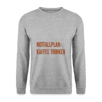 Kaffee-Notfallplan - Unisex Pullover - Weißgrau meliert - Vorne - Alina (178cm) & Michal (187cm)