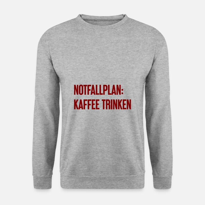 Kaffee-Notfallplan - Unisex Pullover - Weißgrau meliert