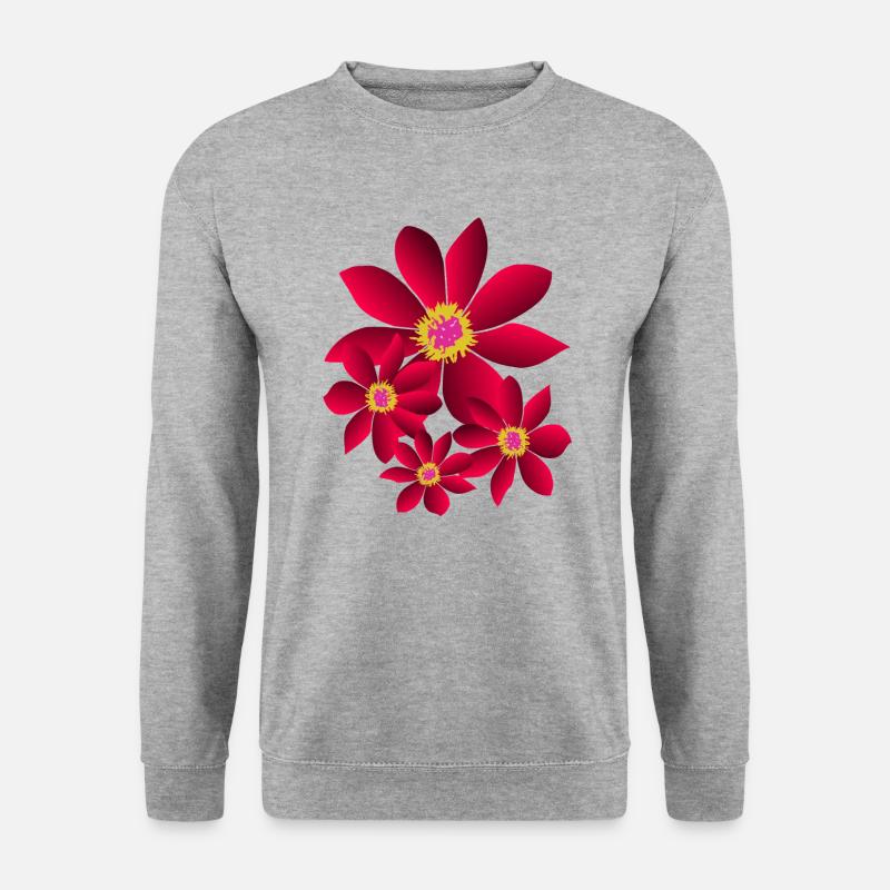 Blume, pink, Blüten, floral, Blumenwiese, blumig - Unisex Pullover - Weißgrau meliert
