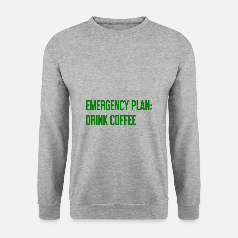 Kaffee-Notfallplan - Unisex Pullover - Weißgrau meliert